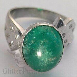 14k White Gold 5+ct Columbian Emerald Diamond Ring
